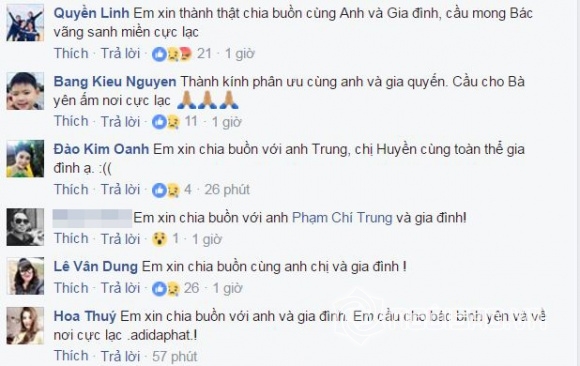 sao việt, chí trung, mẹ chí trung, mẹ chí trung qua đời, sao việt chia buồn với chí trung