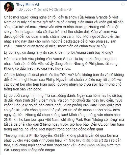  Ariana Grande,  Ariana Grande hủy show,  Ariana Grande ở Việt Nam , ca sĩ  Ariana Grande, sao Việt
