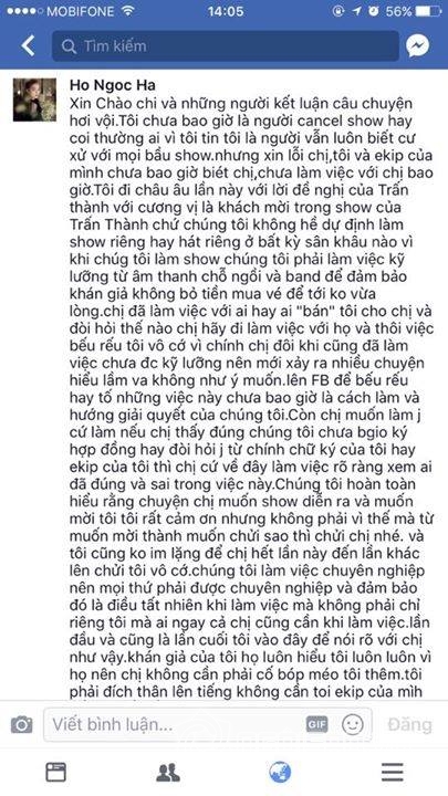 Hồ Ngọc Hà, ca sĩ Hồ Ngọc Hà, Hồ Ngọc Hà bị tố hủy show, 