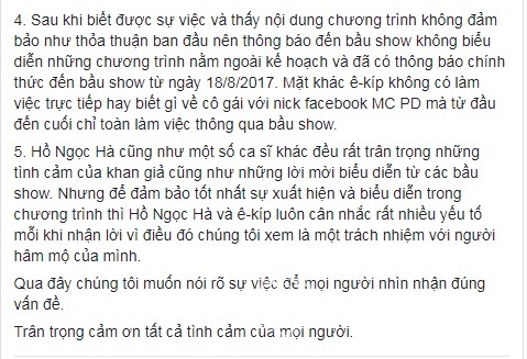 Hồ Ngọc Hà, ca sĩ Hồ Ngọc Hà, Hồ Ngọc Hà bị tố hủy show, 