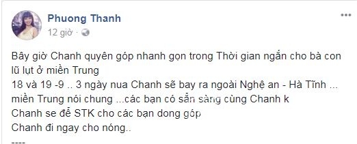 sao việt, sao việt ủng hộ người dân miền trung, sao việt hướng về miền trung, sao việt vận động quyên góp, sao việt làm từ thiện, lũ lụt miền trung, sao làm từ thiện, bão Doksuri