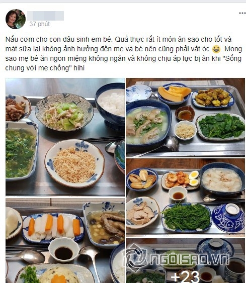mẹ chồng, mẹ chồng nấu cho con dâu, mâm cơm cho bà bầu ở cữ, mâm cơm của con dâu,đời sống trẻ