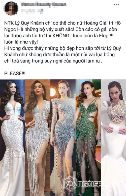 Mâu Thủy, váy của Mâu Thủy bị chê,  NTK Lý Quí Khánh,thời trang sao,sao Việt