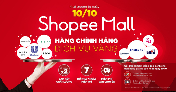 Shopee Mall, khai trương Shopee Mall, dịch vụ vàng tại Shopee Mall