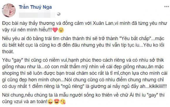 sao việt, thúy nga, thúy nga đồng tính, thúy nga yêu đồng tính, xuân lan