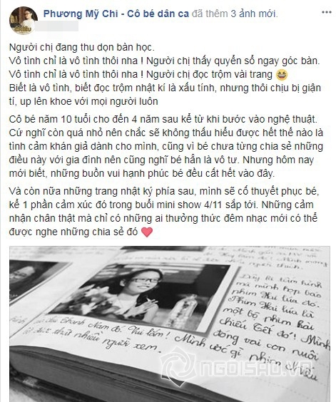 Phương Mỹ Chi, nhật ký của Phương Mỹ Chi, ca sĩ Phương Mỹ Chi,chuyện làng sao,sao Việt