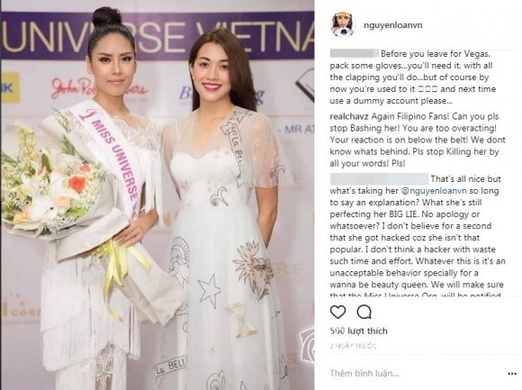 Nguyễn Thị Loan, Hoa hậu Quốc tế 2016, Miss Universe, Kylie Verzosac