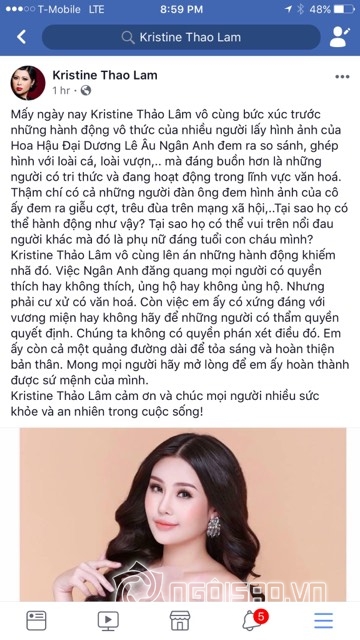 Kristine Thảo Lâm, hoa hậu Kristine Thảo Lâm, sao việt