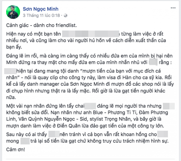 MLee, Sơn Ngọc Minh, sao Việt bị lừa đảo