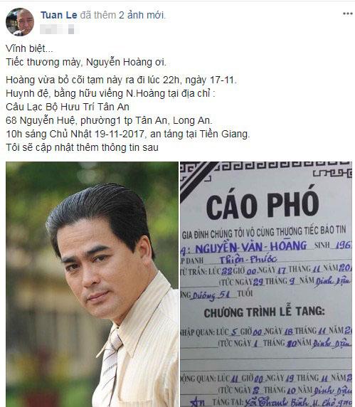Nguyễn Hoàng qua đời, diễn viên Nguyễn Hoàng, sao Việt