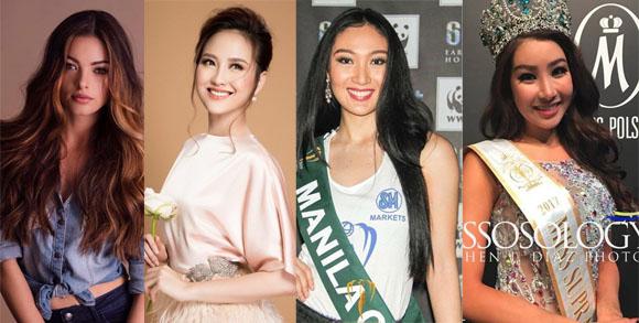 Miss Globe, Miss Universe, Miss World, Miss International, Miss Grand International, Miss Earth, Miss Supranational