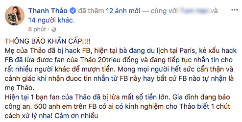 Ca sĩ thanh thảo,Thanh Thảo,mẹ Thanh Thảo, hacker 