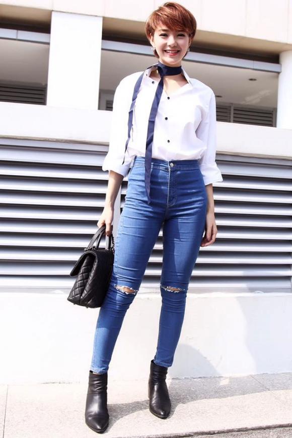 áo sơ mi trắng, mix đồ với sơ mi trắng, sao việt diện áo sơ mi trắng