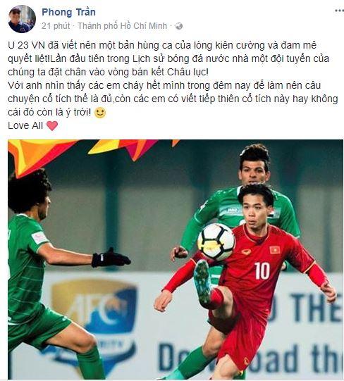 sao việt chúc mừng đội tuyển u23, chiến thắng của đội tuyển u23, trận đấu của đội tuyển u23