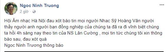 hoàng vân qua đời, nhạc sĩ hoàng vân, sao việt chia buồn