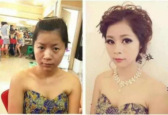 trang điểm cô dâu, cô dâu trước và sau khi trang điểm, make-up