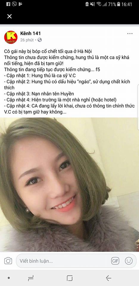 ca sĩ Châu Việt Cường, Chau Viet Cương, án mạng cô gái trẻ