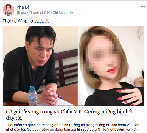 châu việt cường, châu việt cường giết người, sao việt nói gì về châu việt cường