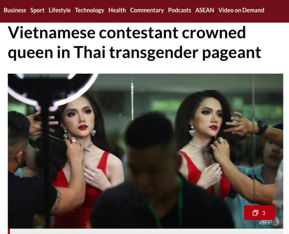 Hương Giang, báo nước ngoài đưa tin về Hương Giang, Hoa hậu chuyển giới Quốc tế