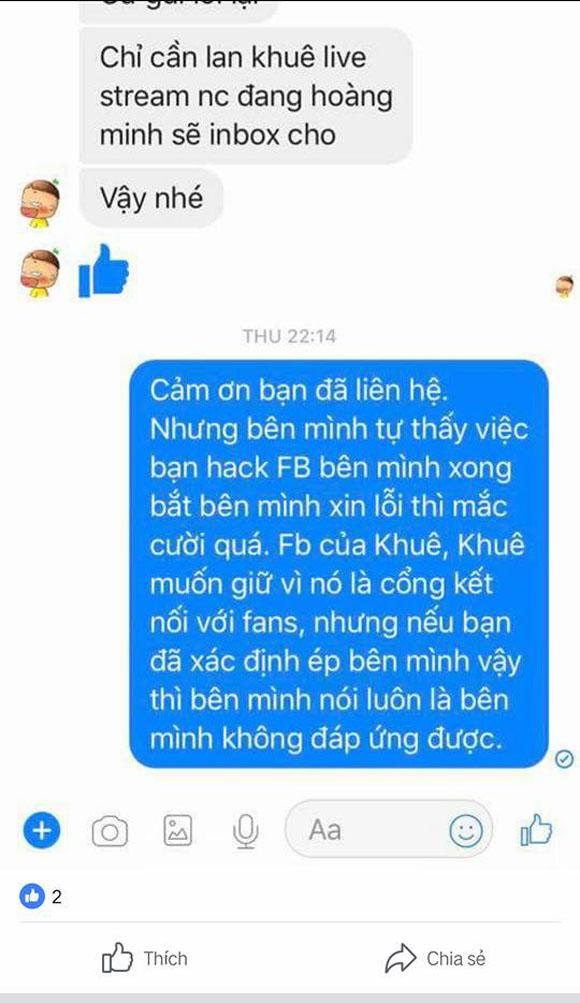 Lan Khuê, Lan Khuê đóng facebook, sao Việt