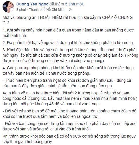 lưu hương giang, cháy chung cư cao cấp, sao Việt