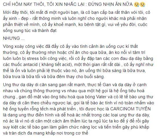 nhịn ăn, qua đời vì nhịn ăn, nhịn ăn bị ung thư dạ dày