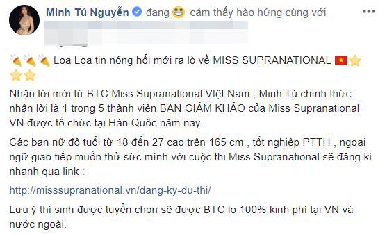 Minh Tú làm giám khảo hoa hậu siêu quốc gia 1 minh tú, minh tú làm giám khảo, miss supranational vietnam 2018