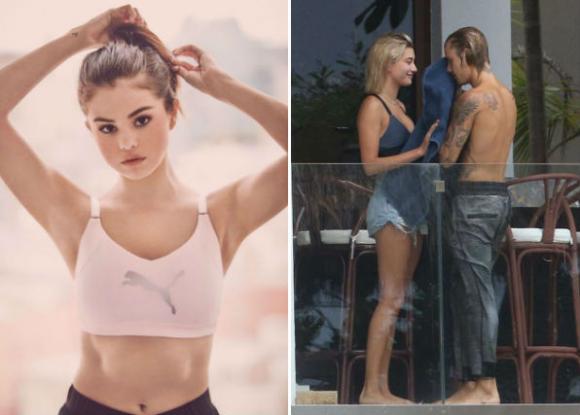 nữ ca sĩ selena gomez,Justin Bieber và Hailey Baldwin, sao Hollywood