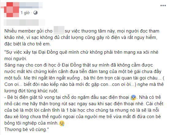 mất con, tử vong vì sạc điện thoại, trẻ em ngậm sạc điện thoại 