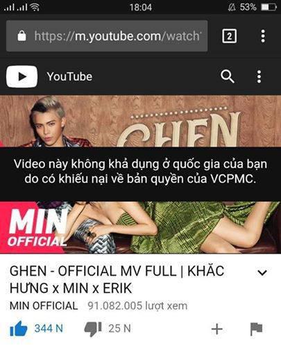 min, ca khúc của min, ca khúc của min bị gỡ bản quyền 