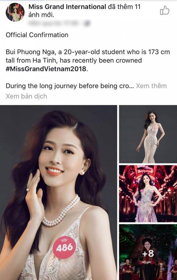 Á hậu Phương Nga, 'Miss Grand International 2018'