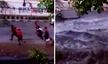 Sóng thần ở indonesia, clip sóng thần, clip hot