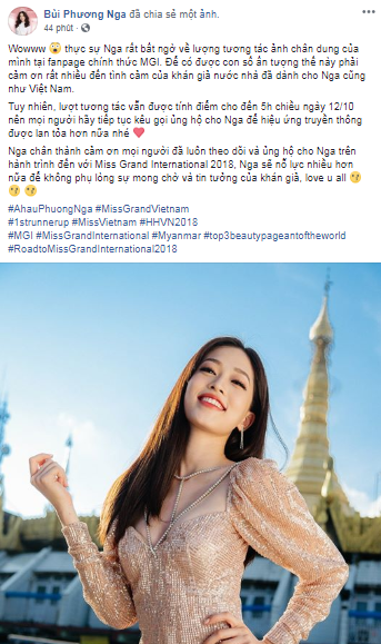 Á hậu phương nga,hoa hậu việt nam 2018,Miss Grand International 2018