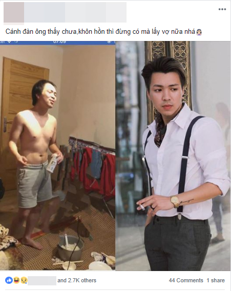 khoe ảnh chồng, chồng tàn tạ, ảnh xuống sắc của chồng