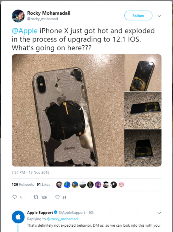 iphone x, iphone x phát nổ, iphone phát nổ