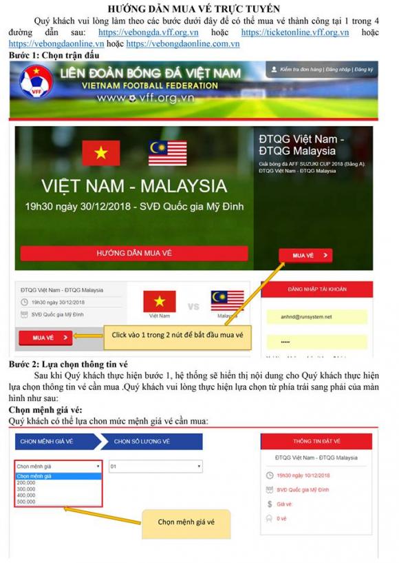Việt Nam vs Malaysia, đội tuyển Việt Nam, chung kết AFF Cup 2018, vé xem chung kết AFF Cup