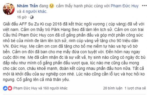 Đức Huy, tâm thư xúc động, ĐT Việt Nam
