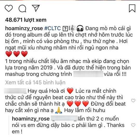 Hoà Minzy, sao việt, scandal sao