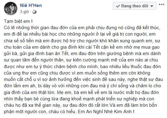 H'Hen Niê, Kim Anh, người mẫu trẻ bị ung thư