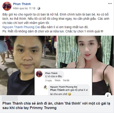 Thiếu gia phan thành,primmy trương,phan thành chia tay primmy trương