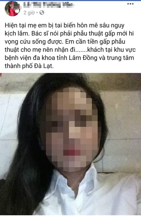 hotgirl Đà Lạt, đi khách để lấy tiền phẫu thuật cho mẹ, Lâm Đồng 