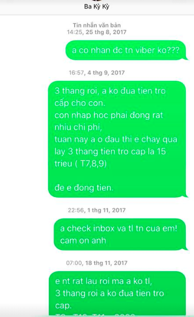 Lý Phương Châu,  Lâm Vinh Hải, không chu cấp cho con