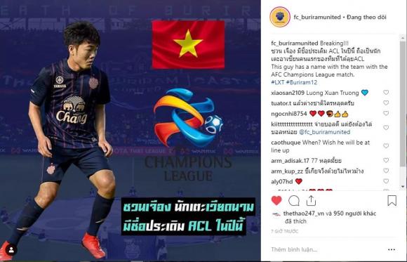 Thai League,  AFC Champions League 2019, Lương Xuân Trường