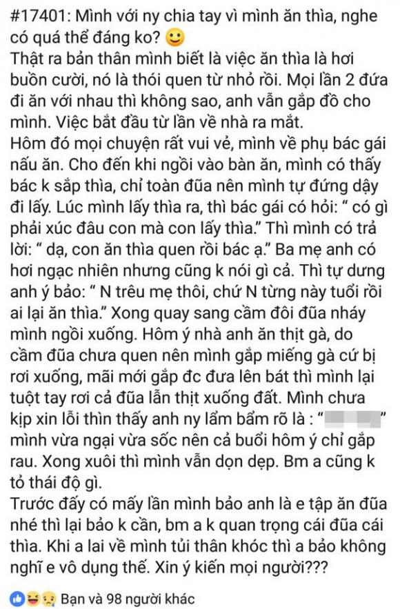 dùng đũa, cô gái vụng, lý do chia tay