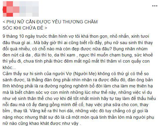 vợ sau sinh, chồng thương vợ, tâm sự của chồng 