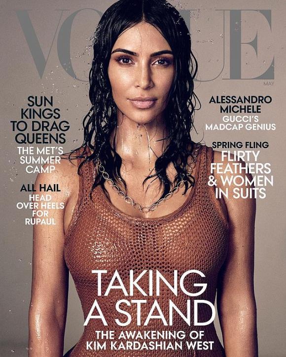 Kim Kardashian lên bìa Vogue,Kim Kardashian,ngôi sao truyền hình thực tế,tạp chí Vogue Mỹ