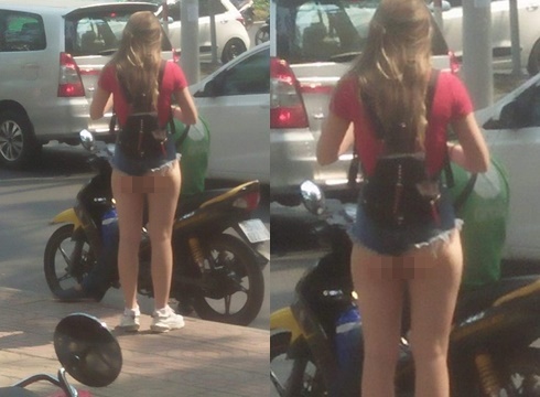 cô gái mặc áo lót đi xe máy, ăn mặc phản cảm, mạng xã hội