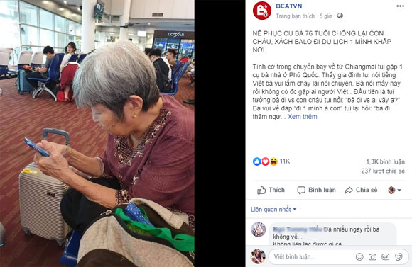 Cụ bà, du lịch một mình