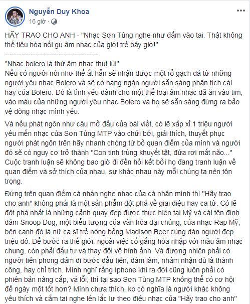 Sơn Tùng MTP, Duy Khoa,  Hãy trao cho anh, sao Việt