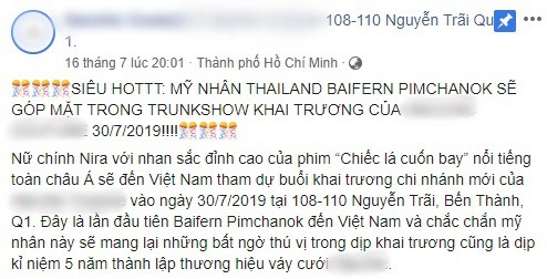 Baifern Pimchanok,chiếc lá bay,sao Thái,Baifern Pimchanok đến Việt Nam